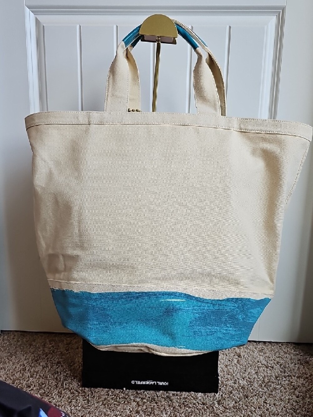 HUGE Coach Limited Edition Canvas Beach Tote - Teal Perfect Pool Bag - Picture 9 of 12
